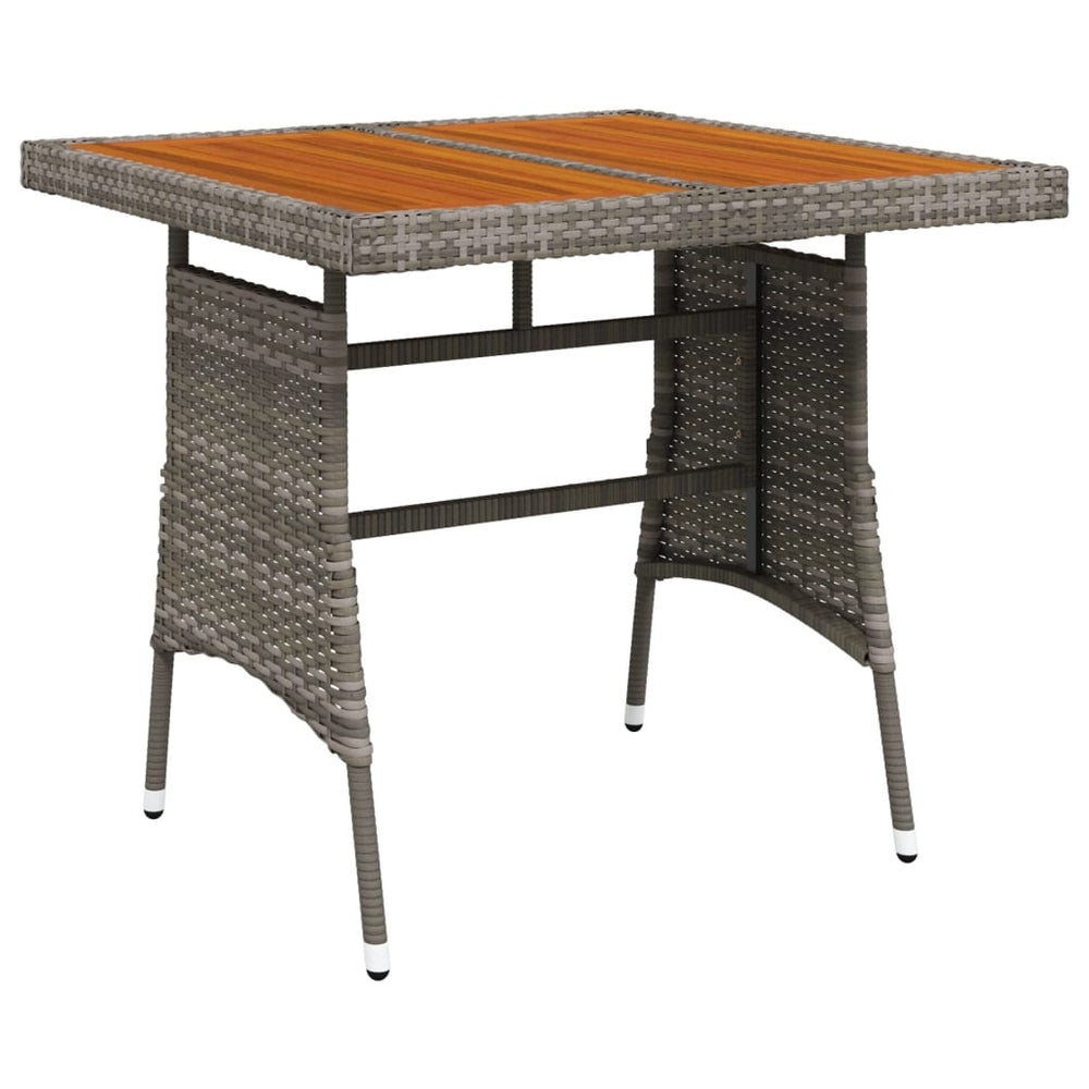 Tuintafel 70x70x72 cm poly rattan en massief acaciahout grijs MeubelReus