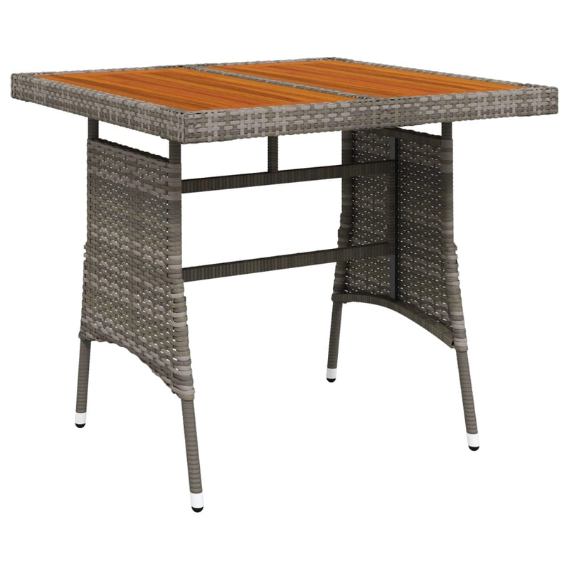 Tuintafel 70x70x72 cm poly rattan en massief acaciahout grijs MeubelReus