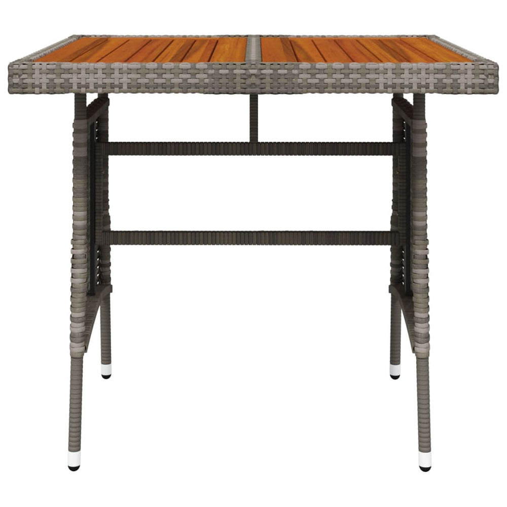 Tuintafel 70x70x72 cm poly rattan en massief acaciahout grijs MeubelReus