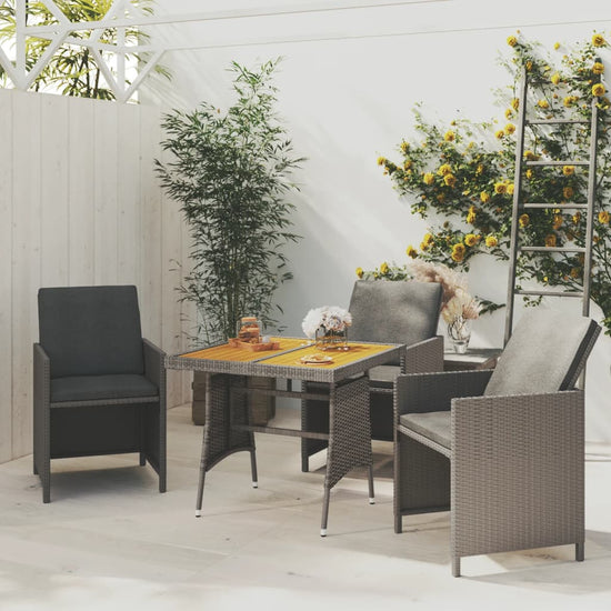 Tuintafel 70x70x72 cm poly rattan en massief acaciahout grijs MeubelReus
