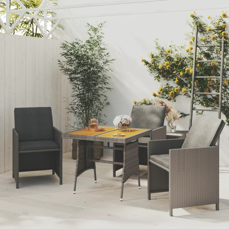 Tuintafel 70x70x72 cm poly rattan en massief acaciahout grijs MeubelReus