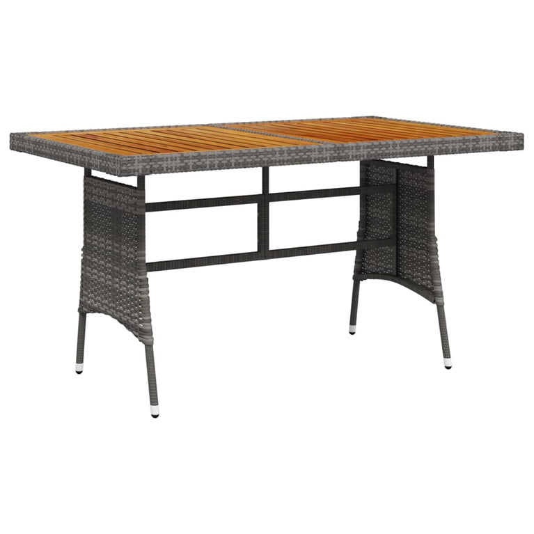 Tuintafel 130x70x72 cm poly rattan en massief acaciahout grijs MeubelReus