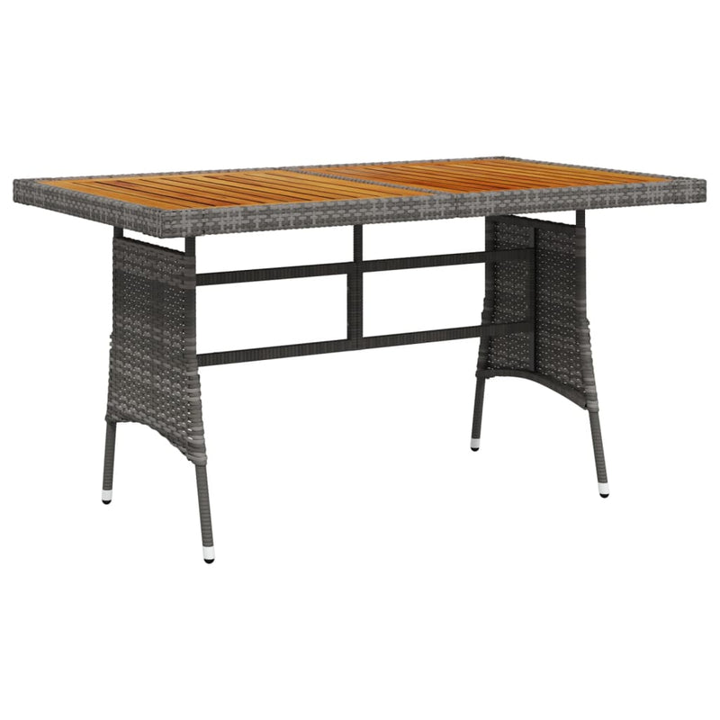 Tuintafel 130x70x72 cm poly rattan en massief acaciahout grijs MeubelReus