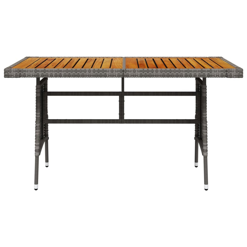 Tuintafel 130x70x72 cm poly rattan en massief acaciahout grijs MeubelReus