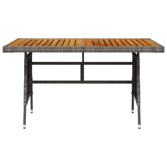 Tuintafel 130x70x72 cm poly rattan en massief acaciahout grijs MeubelReus