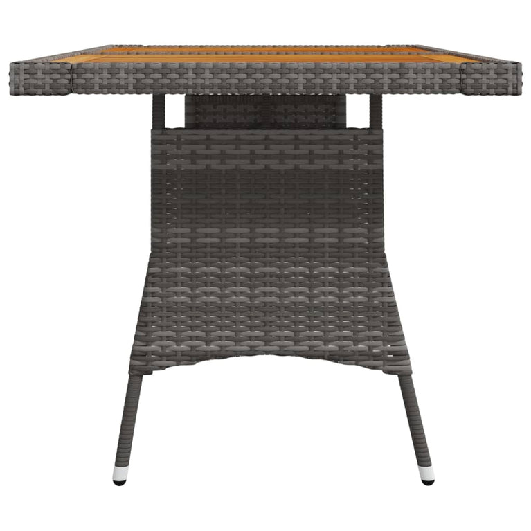 Tuintafel 130x70x72 cm poly rattan en massief acaciahout grijs MeubelReus