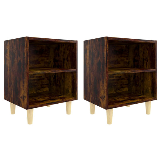 Nachtkastjes 2 st met houten poten 40x30x50 cm gerookt eiken MeubelReus