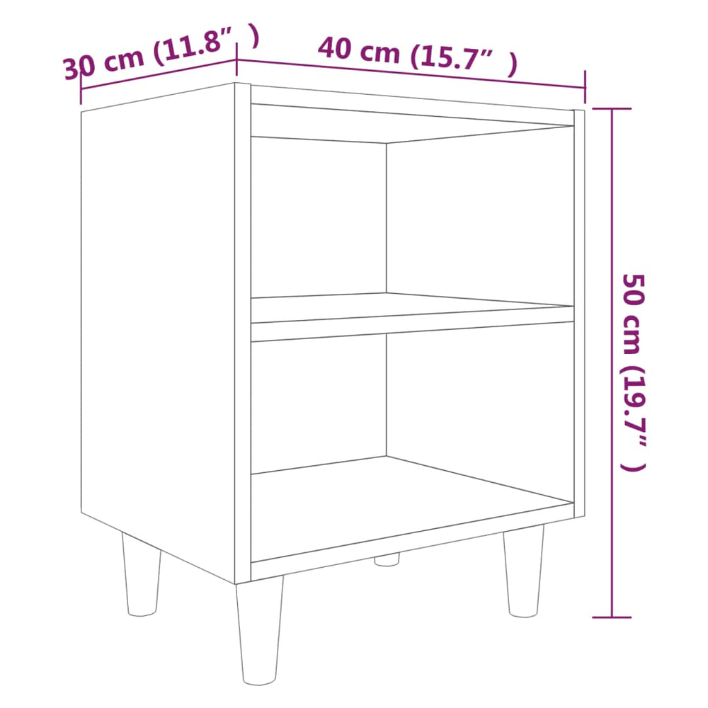Nachtkastjes 2 st met houten poten 40x30x50 cm gerookt eiken MeubelReus