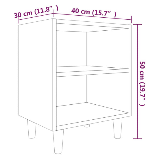 Nachtkastjes 2 st met houten poten 40x30x50 cm gerookt eiken MeubelReus