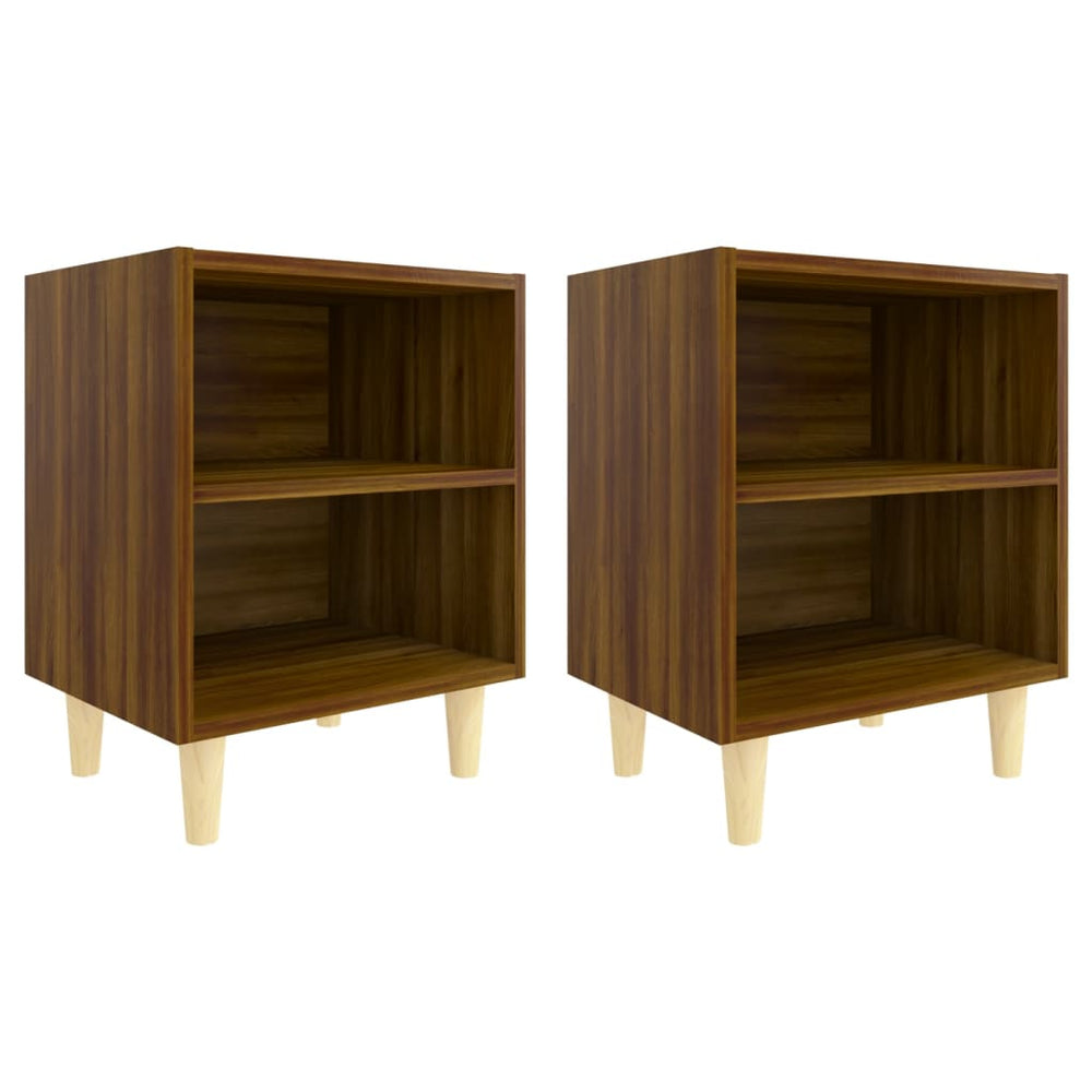 Nachtkastjes 2 st met houten poten 40x30x50 cm bruineikenkleur MeubelReus