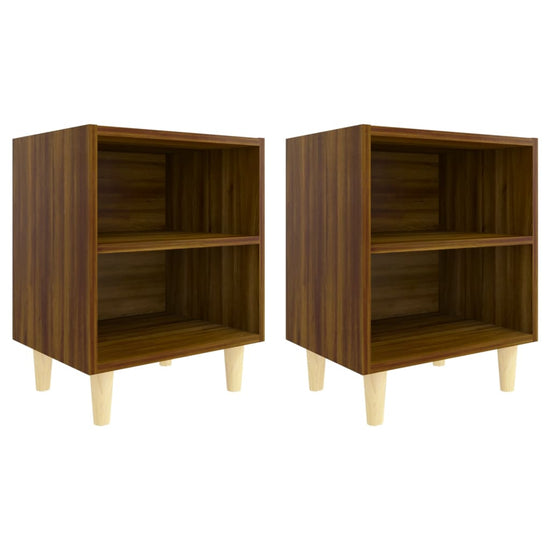 Nachtkastjes 2 st met houten poten 40x30x50 cm bruineikenkleur MeubelReus