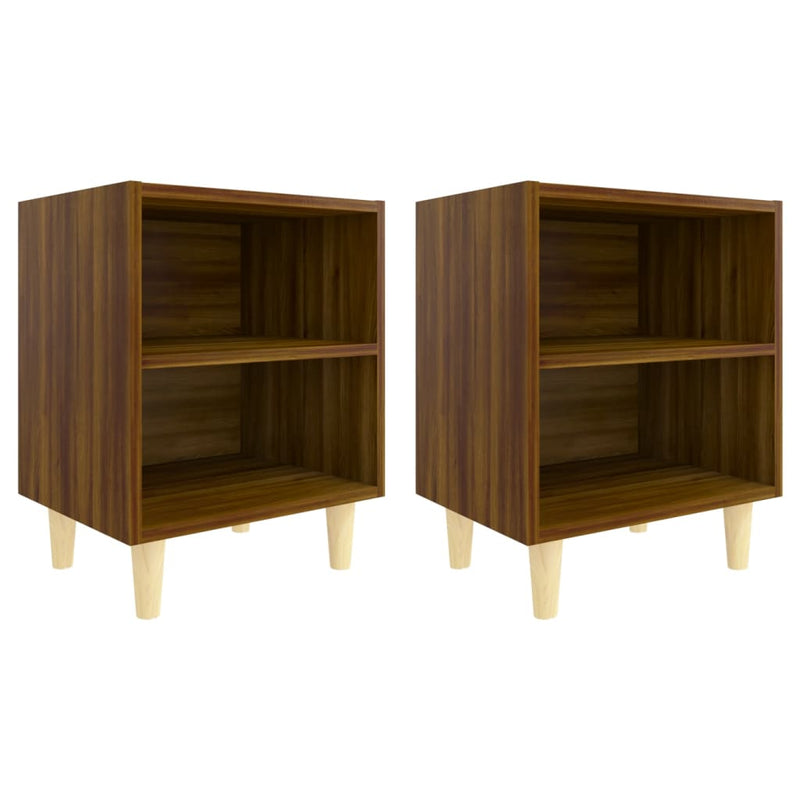 Nachtkastjes 2 st met houten poten 40x30x50 cm bruineikenkleur MeubelReus