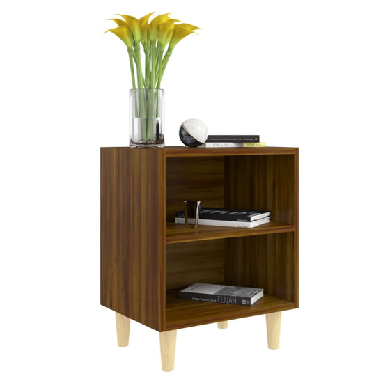 Nachtkastjes 2 st met houten poten 40x30x50 cm bruineikenkleur MeubelReus