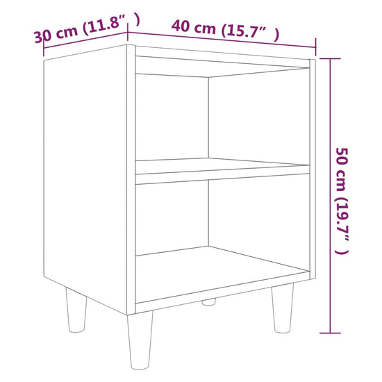 Nachtkastjes 2 st met houten poten 40x30x50 cm bruineikenkleur MeubelReus