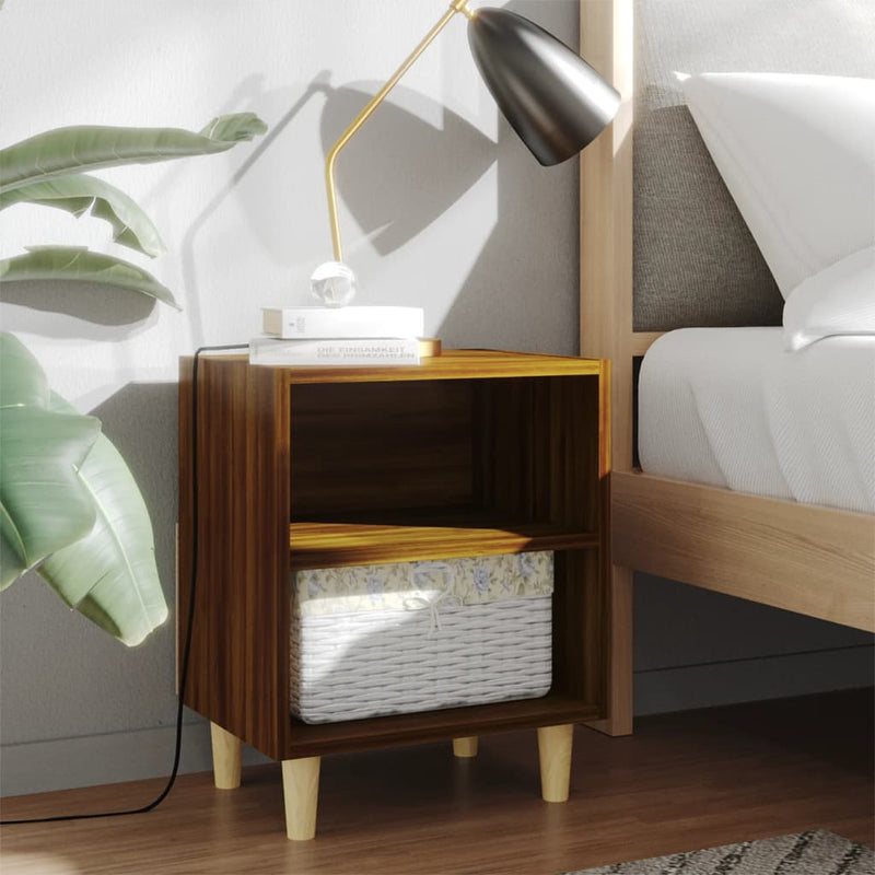 Nachtkastjes 2 st met houten poten 40x30x50 cm bruineikenkleur MeubelReus