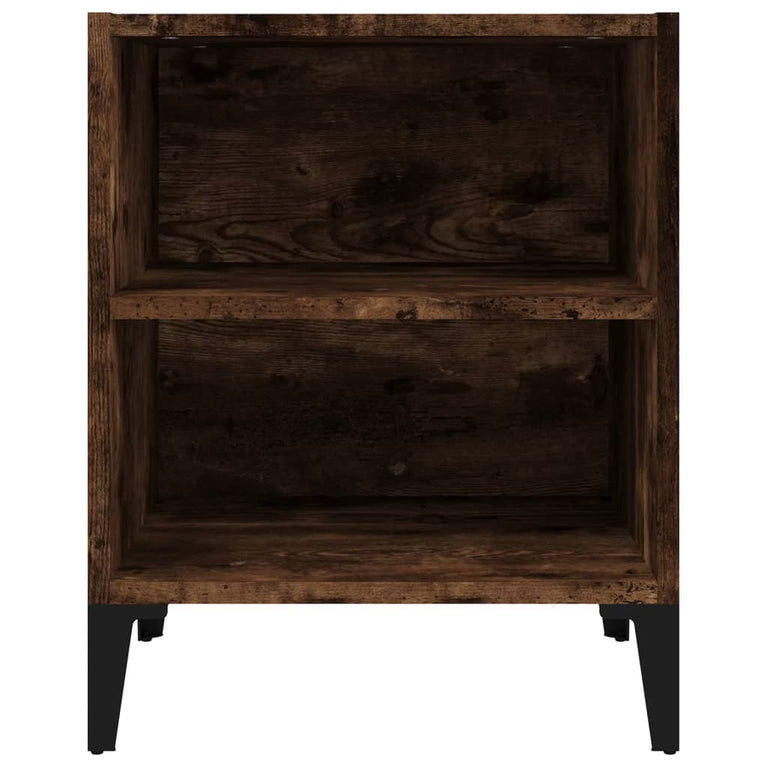Nachtkastje met metalen poten 40x30x50 cm gerookt eikenkleurig MeubelReus