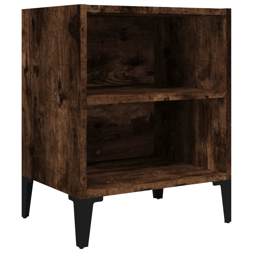 Nachtkastjes 2 st met metalen poten 40x30x50 cm gerookt eiken MeubelReus