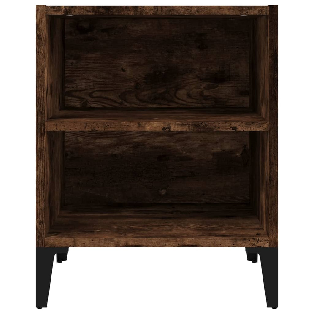 Nachtkastjes 2 st met metalen poten 40x30x50 cm gerookt eiken MeubelReus