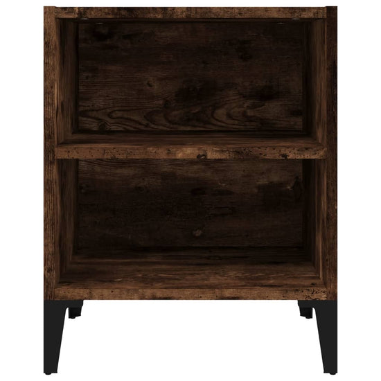 Nachtkastjes 2 st met metalen poten 40x30x50 cm gerookt eiken MeubelReus