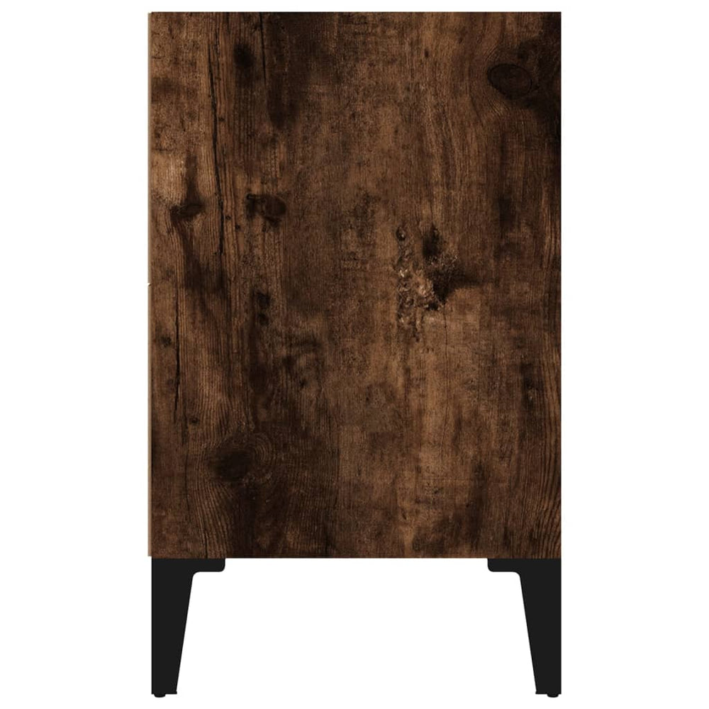 Nachtkastjes 2 st met metalen poten 40x30x50 cm gerookt eiken MeubelReus