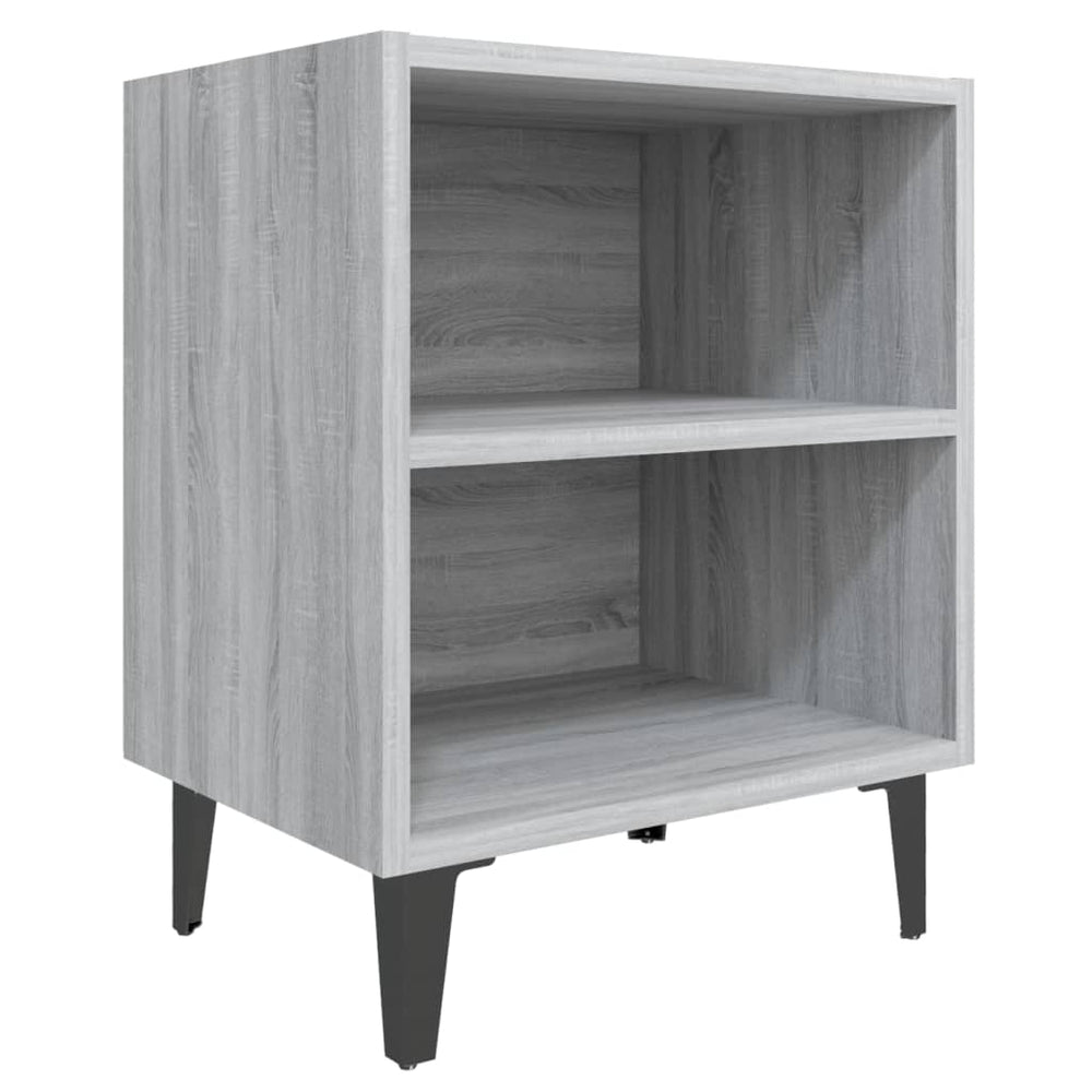 Nachtkastje met metalen poten 40x30x50 cm grijs sonoma eiken MeubelReus