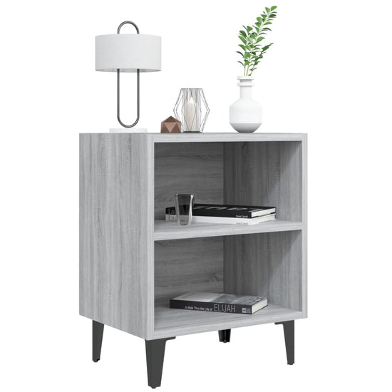 Nachtkastje met metalen poten 40x30x50 cm grijs sonoma eiken MeubelReus