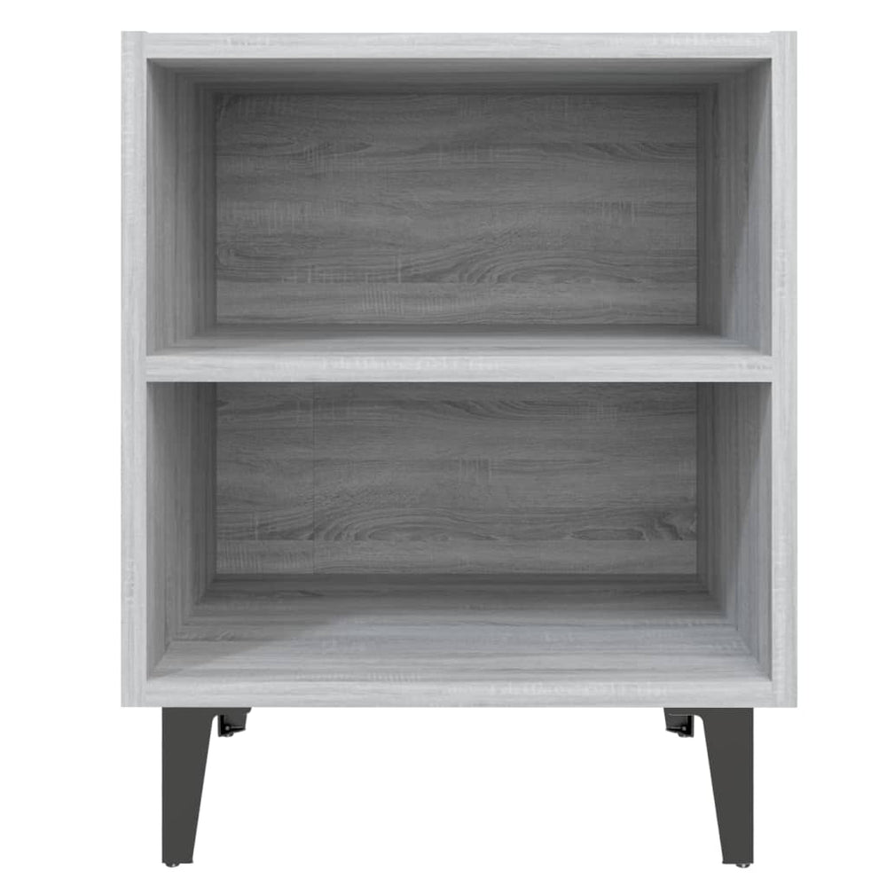 Nachtkastje met metalen poten 40x30x50 cm grijs sonoma eiken MeubelReus