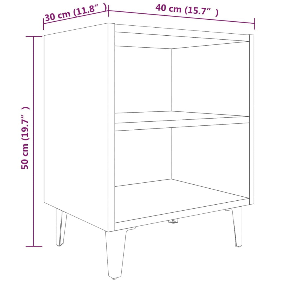 Nachtkastje met metalen poten 40x30x50 cm grijs sonoma eiken MeubelReus