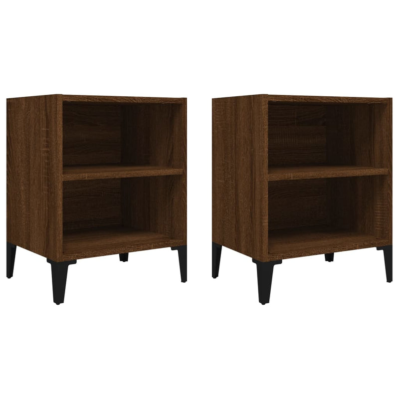 Nachtkastjes 2 st met metalen poten 40x30x50 cm bruineikenkleur MeubelReus