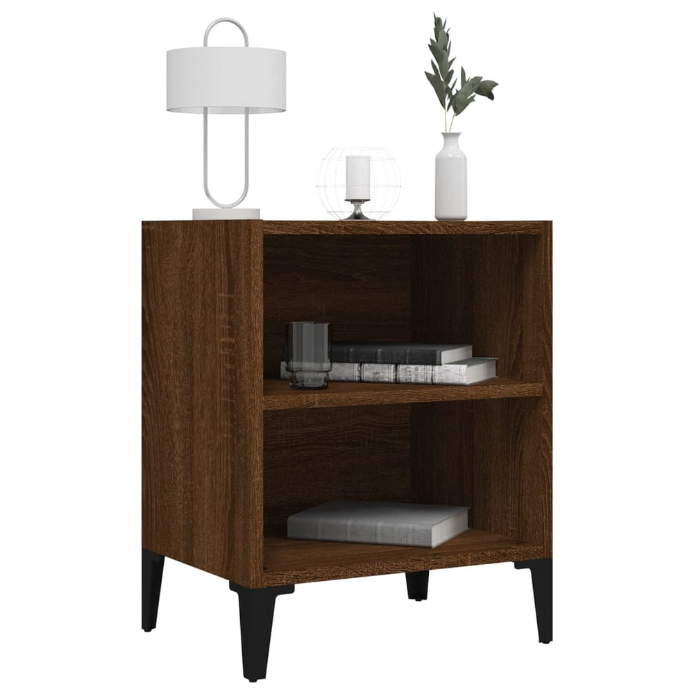 Nachtkastjes 2 st met metalen poten 40x30x50 cm bruineikenkleur MeubelReus