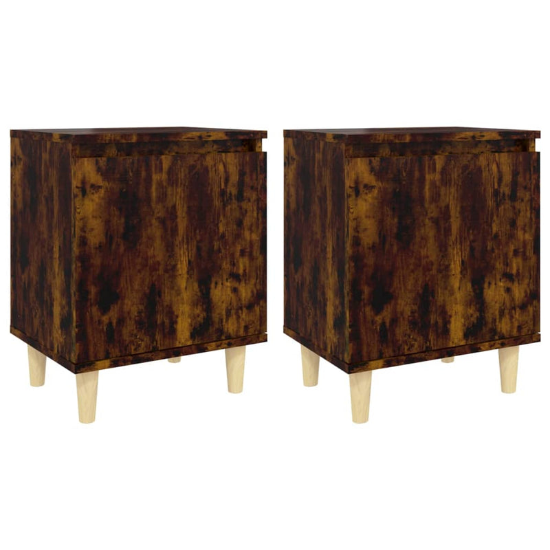 Nachtkastjes 2 st met houten poten 40x30x50 cm gerookt eiken MeubelReus