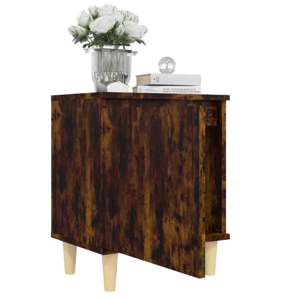 Nachtkastjes 2 st met houten poten 40x30x50 cm gerookt eiken MeubelReus