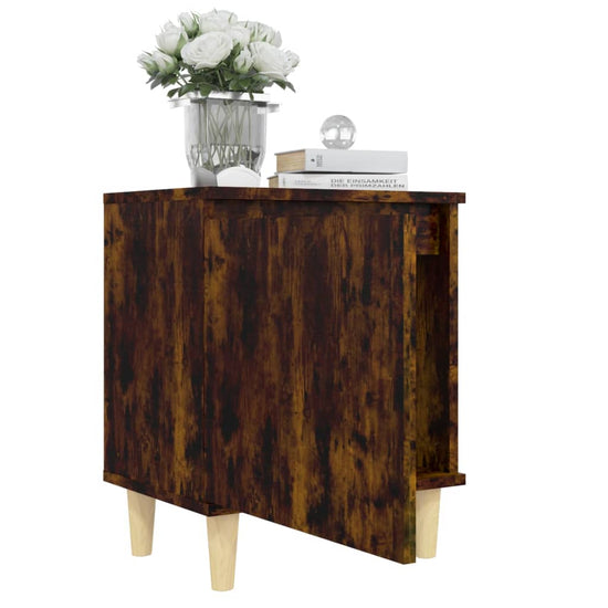 Nachtkastjes 2 st met houten poten 40x30x50 cm gerookt eiken MeubelReus