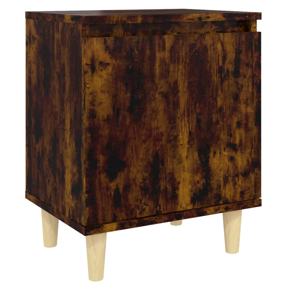 Nachtkastjes 2 st met houten poten 40x30x50 cm gerookt eiken MeubelReus