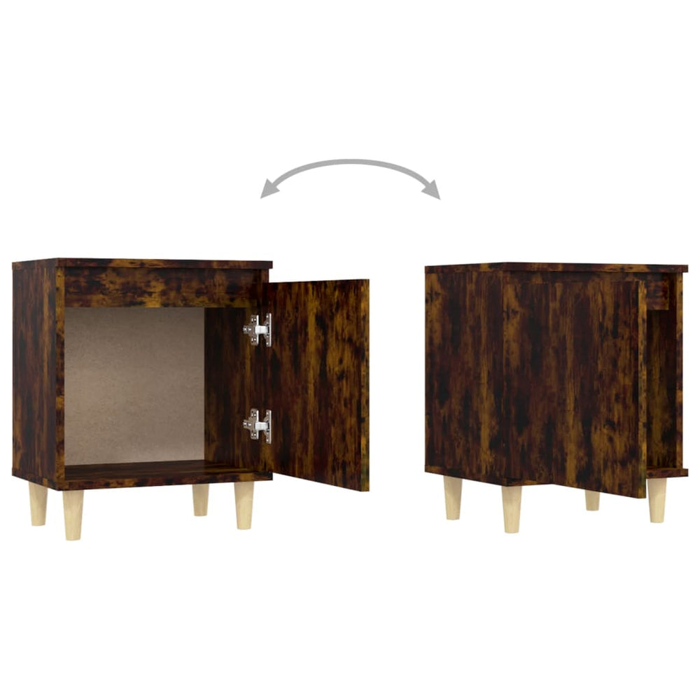 Nachtkastjes 2 st met houten poten 40x30x50 cm gerookt eiken MeubelReus