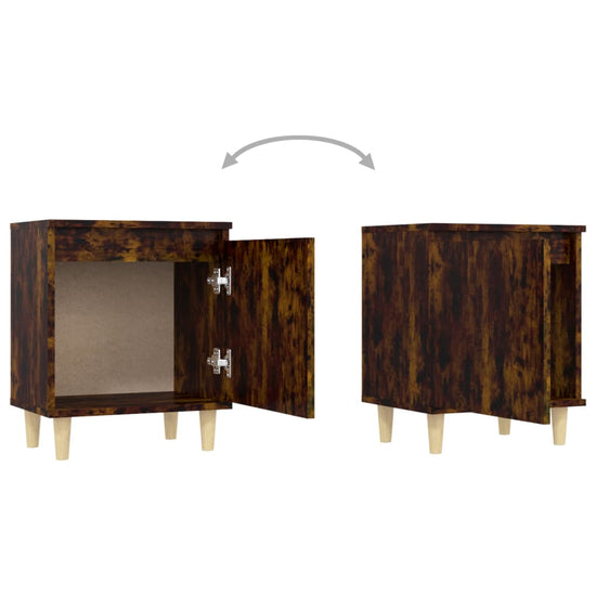 Nachtkastjes 2 st met houten poten 40x30x50 cm gerookt eiken MeubelReus