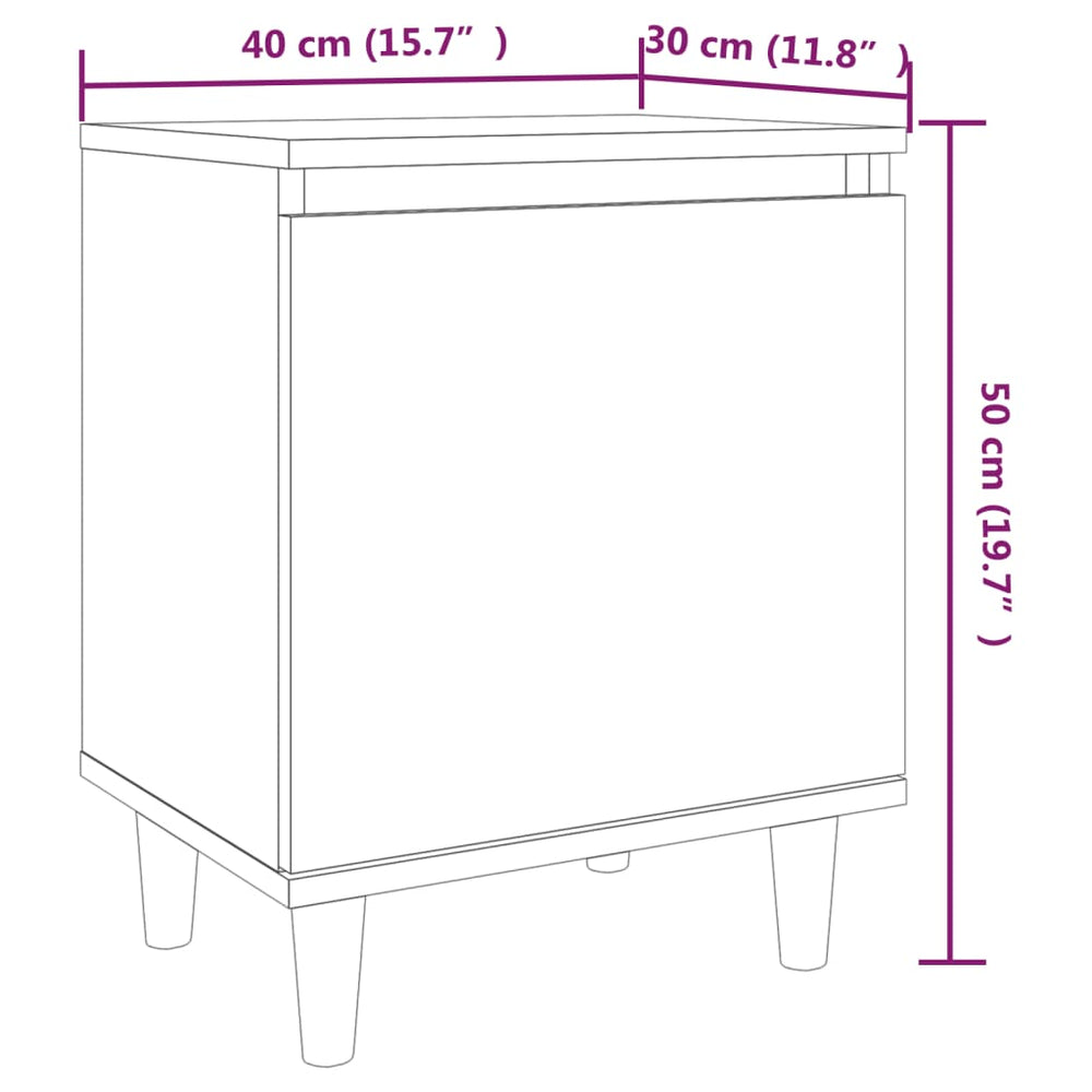 Nachtkastjes 2 st met houten poten 40x30x50 cm gerookt eiken MeubelReus