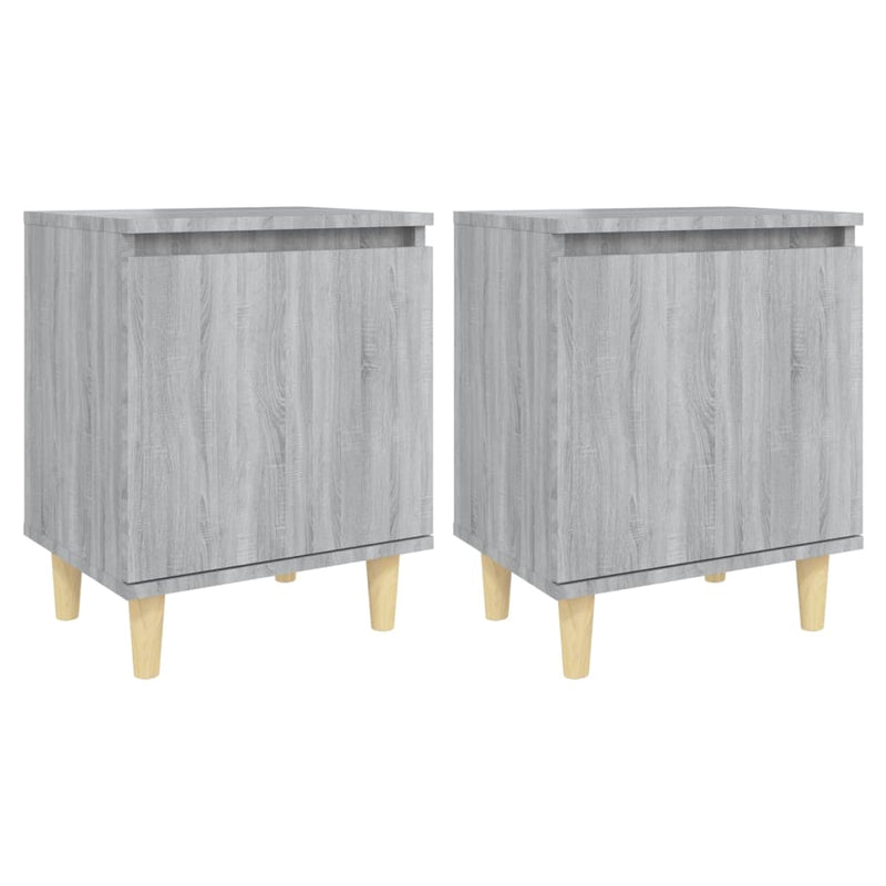 Nachtkastjes 2 st met houten poten 40x30x50 cm grijs sonoma MeubelReus