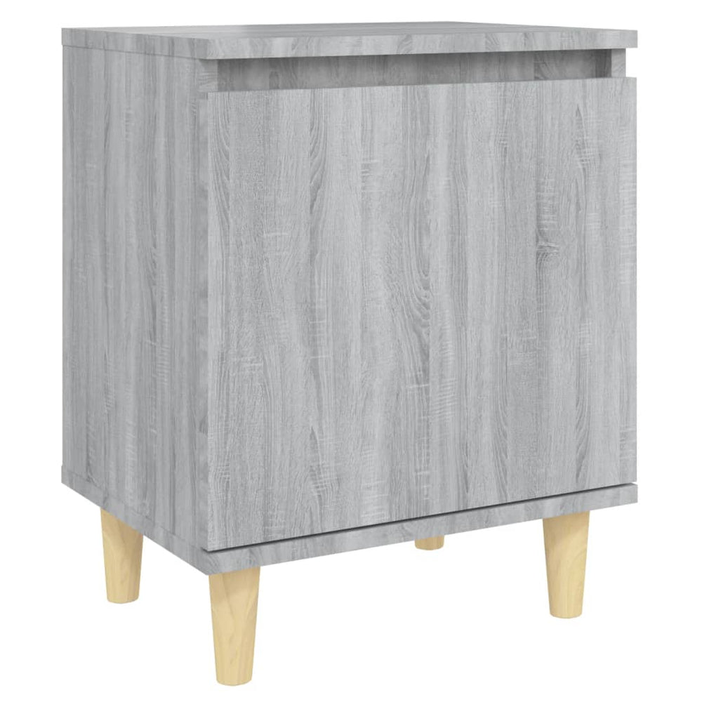 Nachtkastjes 2 st met houten poten 40x30x50 cm grijs sonoma MeubelReus