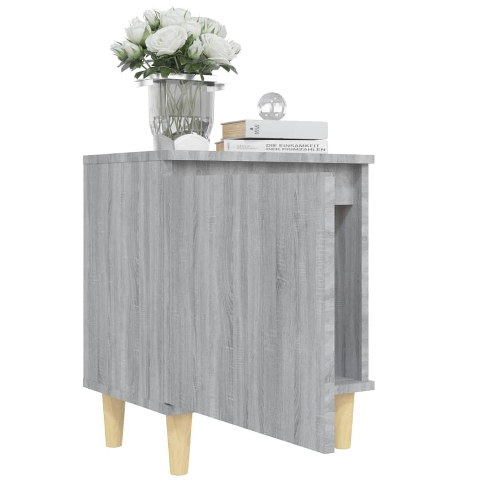 Nachtkastjes 2 st met houten poten 40x30x50 cm grijs sonoma MeubelReus
