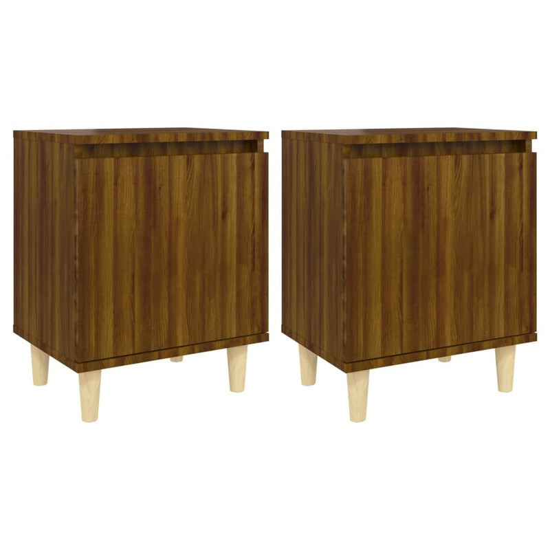 Nachtkastjes 2 st met houten poten 40x30x50 cm bruineikenkleur MeubelReus