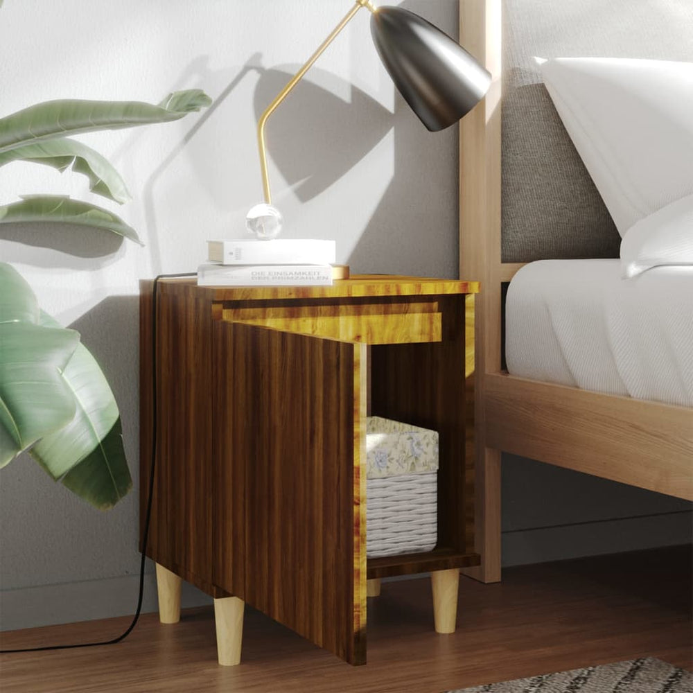 Nachtkastjes 2 st met houten poten 40x30x50 cm bruineikenkleur MeubelReus