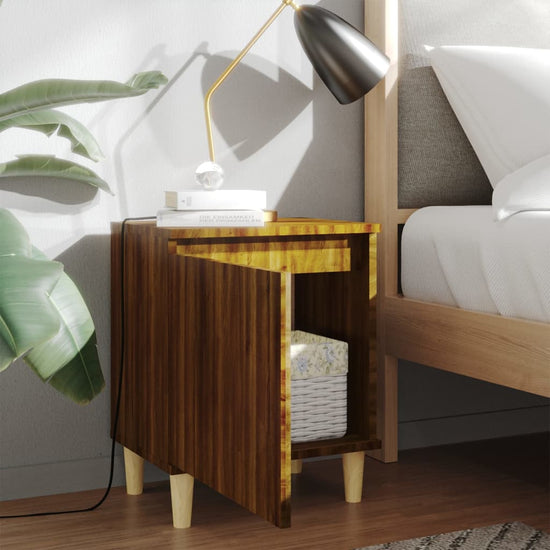 Nachtkastjes 2 st met houten poten 40x30x50 cm bruineikenkleur MeubelReus