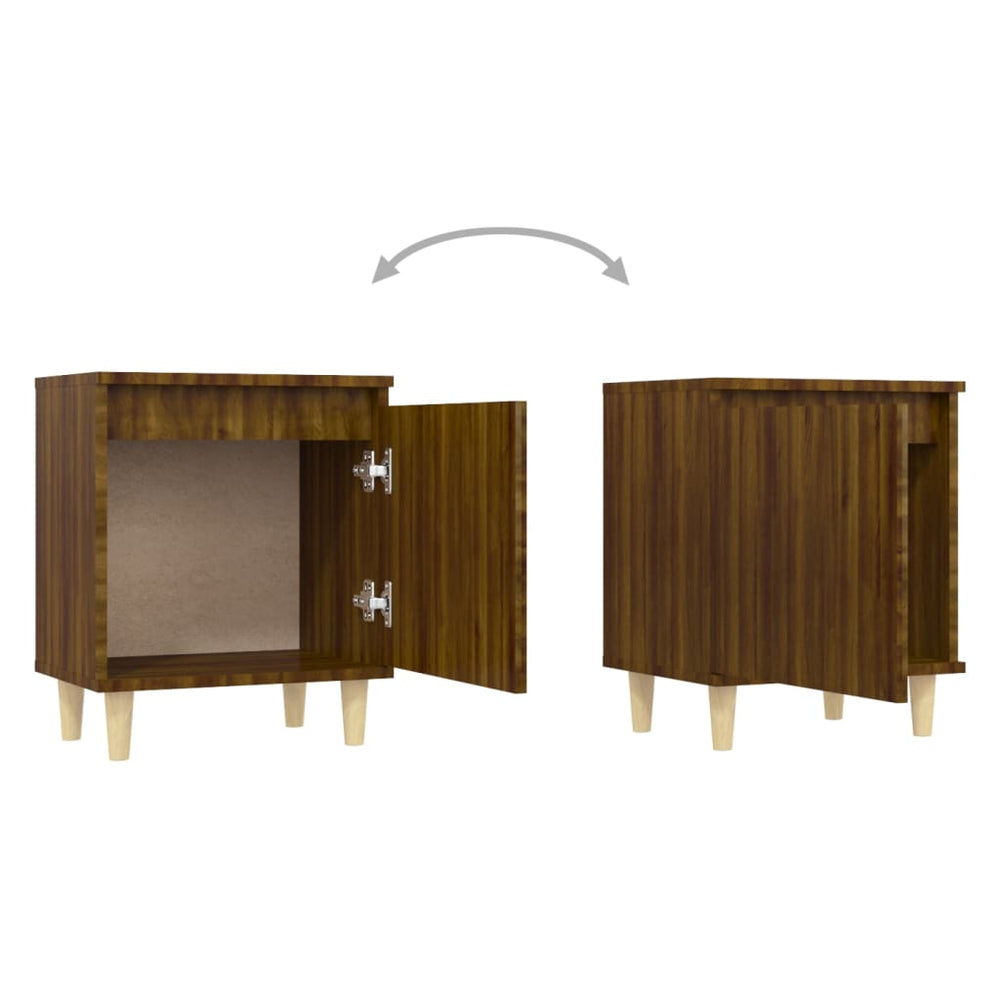 Nachtkastjes 2 st met houten poten 40x30x50 cm bruineikenkleur MeubelReus
