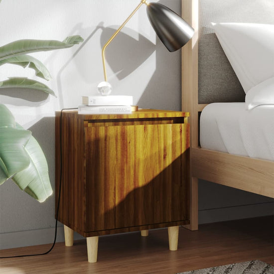 Nachtkastjes 2 st met houten poten 40x30x50 cm bruineikenkleur MeubelReus