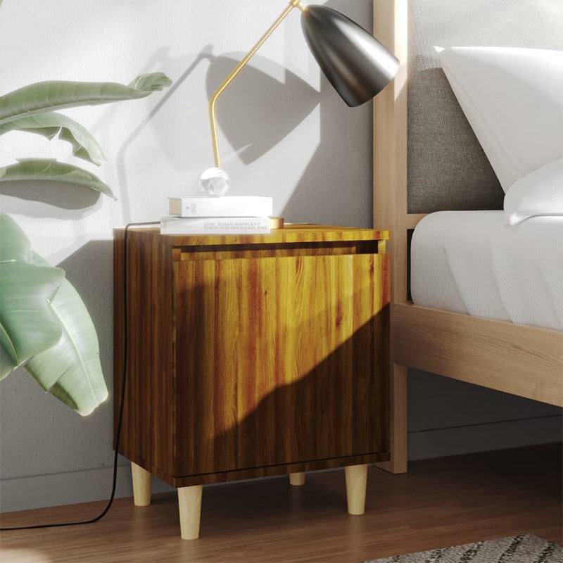 Nachtkastjes 2 st met houten poten 40x30x50 cm bruineikenkleur MeubelReus