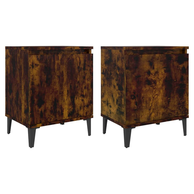 Nachtkastjes 2 st met metalen poten 40x30x50 cm gerookt eiken MeubelReus