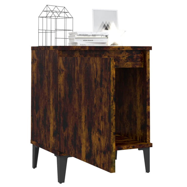 Nachtkastjes 2 st met metalen poten 40x30x50 cm gerookt eiken MeubelReus