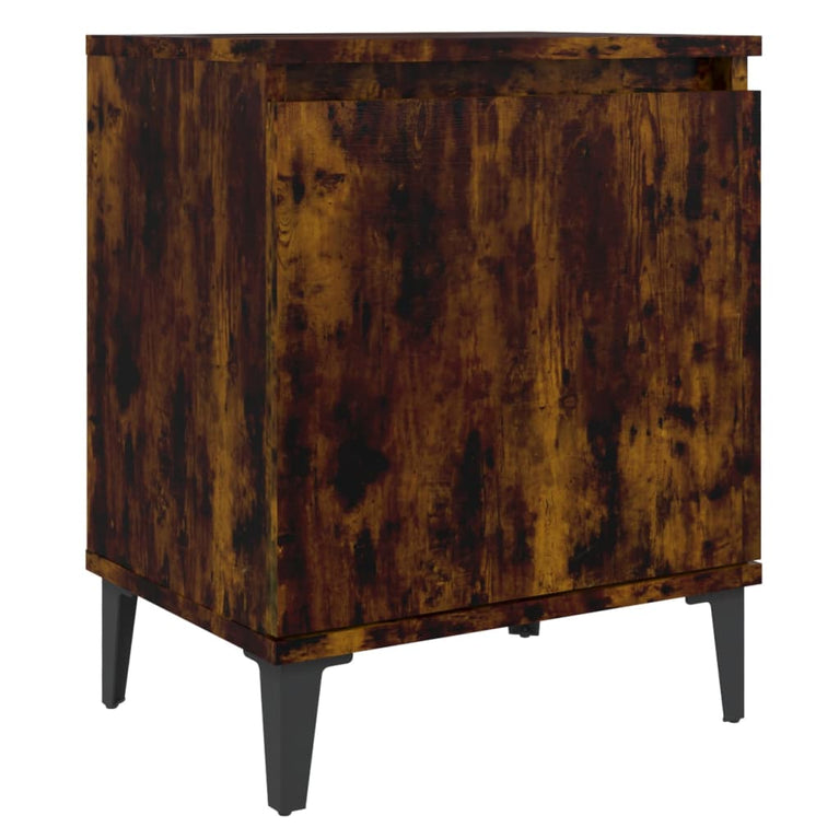Nachtkastjes 2 st met metalen poten 40x30x50 cm gerookt eiken MeubelReus