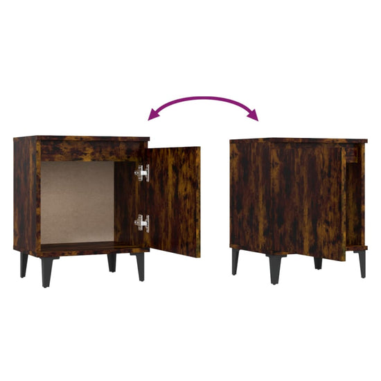Nachtkastjes 2 st met metalen poten 40x30x50 cm gerookt eiken MeubelReus